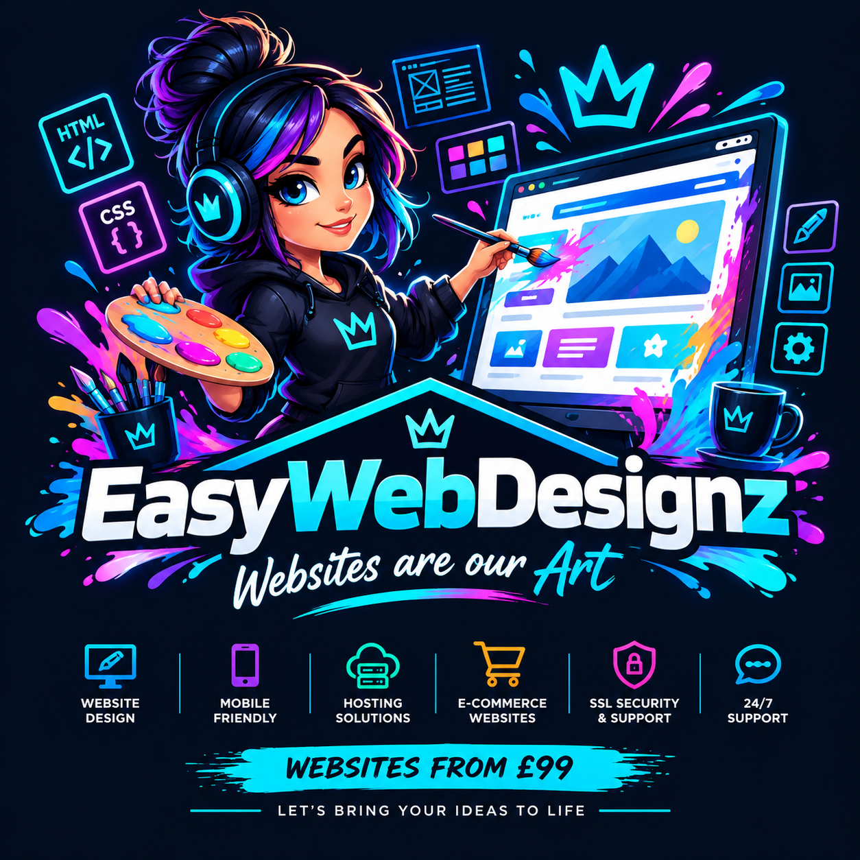 EasyWebDesignz creative web design services, hosting, SSL security and websites from £99